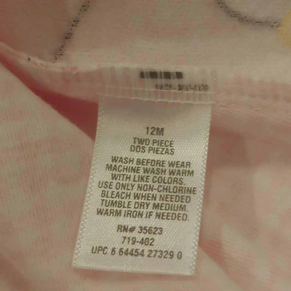 Carter's Pink/White Check 2 Pc  Dress Set. Size 12 mos. Embroidered. Butterfly